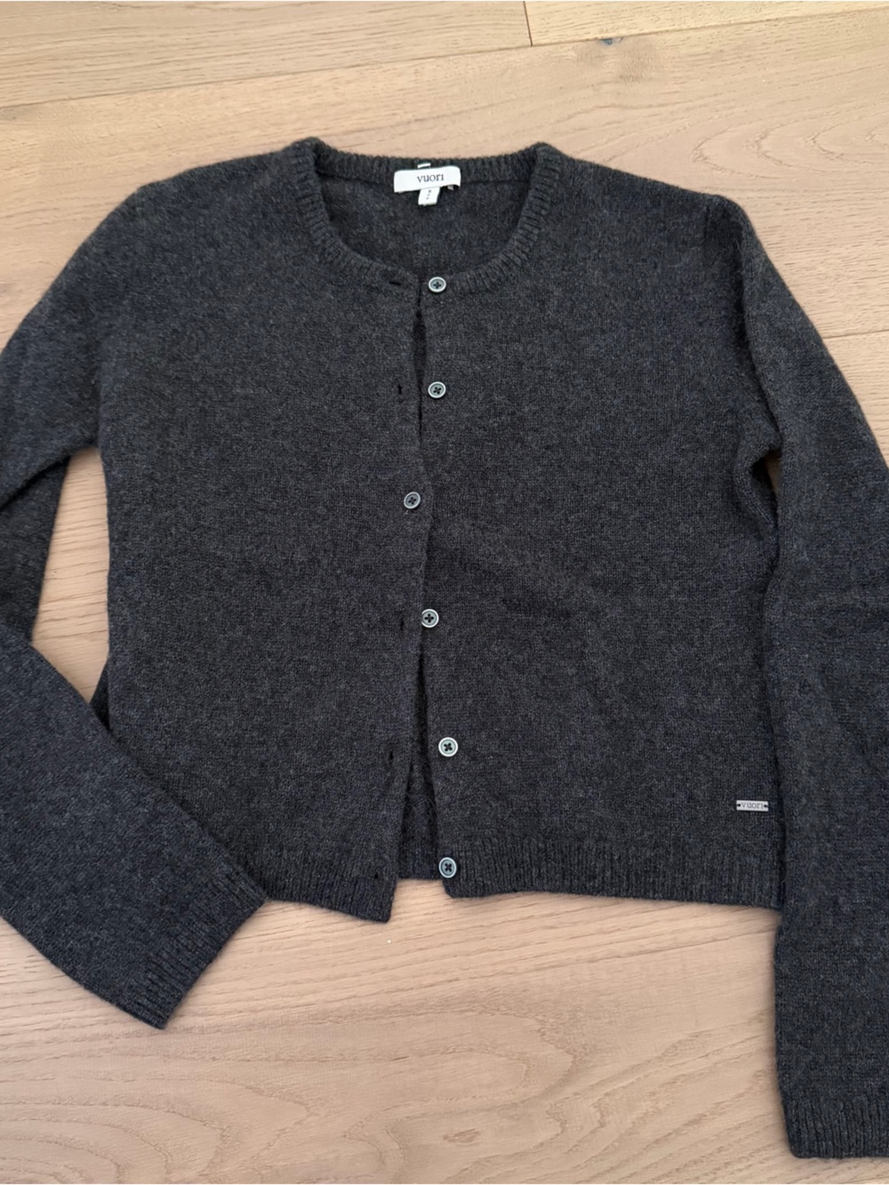 Vuori Men's Charcoal Button-Front Knit Cardigan